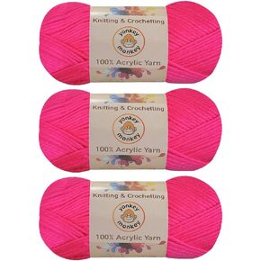 100% خيوط أكريليك فاخرة 3 عبوات من Yonkey Monkey Knitting Crochet DIY Art Craft (أزرق ملكي 55)
