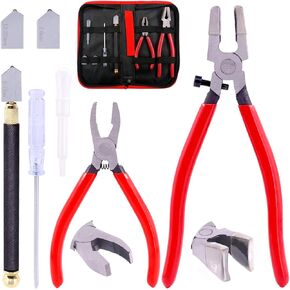 Hilitchi 3-Pcs Premium Glass Running Breaking Pliers and Pistol Grip Cutter Set Glass Tool for Stained Glass, Mosaics and Fusing Work