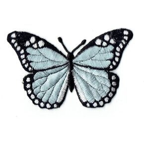 Monarch Butterfly, Embroidered, Iron on Patch (Blue)