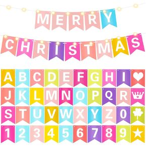 TaoBary 135 Pcs DIY Banner Custom Letters Kit Make Your Own Banner for Birthday Graduation Party Decor Include 107 Letters and Numbers, 16 Symbols, 2 String Lights, 5 Needles, 5 Rope(Black) in Kuwait