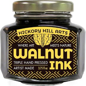Handcrafted Walnut Ink, Large 3.75 Oz (112 mL) Comes in a Resealable Glass Inkwell for Calligraphy Dip Pens, Brushes, Dye or Stain in Saudi Arabia