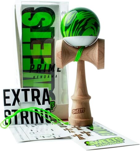 Sweets Kendamas Grain Split 2.0 Prime Kendama, Premium Skill Toy, Extra String Accessory Gift Bundle (Veggie) in Kuwait