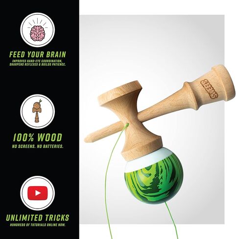 Sweets Kendamas Grain Split 2.0 Prime Kendama, Premium Skill Toy, Extra String Accessory Gift Bundle (Veggie) in Kuwait