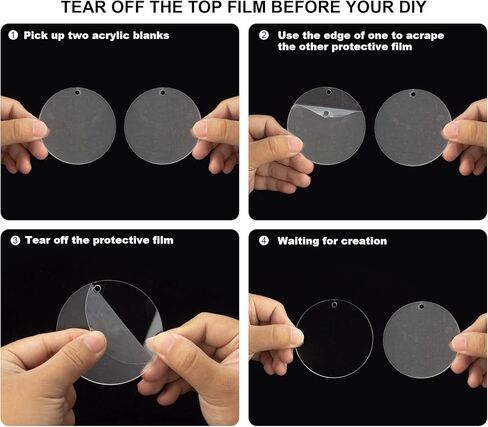 Exptolii Acrylic Blanks, Round Clear Keychain Blanks for Vinyl Projects, Circle Acrylic Blanks Key Chain Kit for Craft Bulk with Hole for DIY Keychain, Crafting and Vinyl Projects (3 Inch 30 Pcs) in Kuwait