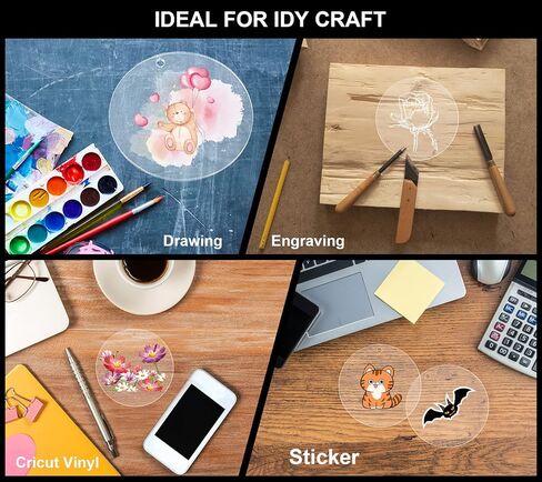 Exptolii Acrylic Blanks, Round Clear Keychain Blanks for Vinyl Projects, Circle Acrylic Blanks Key Chain Kit for Craft Bulk with Hole for DIY Keychain, Crafting and Vinyl Projects (3 Inch 30 Pcs) in Kuwait