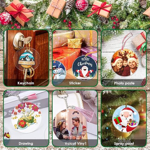 Exptolii Acrylic Blanks, Round Clear Keychain Blanks for Vinyl Projects, Circle Acrylic Blanks Key Chain Kit for Craft Bulk with Hole for DIY Keychain, Crafting and Vinyl Projects (3 Inch 30 Pcs) in Kuwait