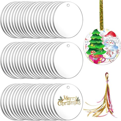 Exptolii Acrylic Blanks, Round Clear Keychain Blanks for Vinyl Projects, Circle Acrylic Blanks Key Chain Kit for Craft Bulk with Hole for DIY Keychain, Crafting and Vinyl Projects (3 Inch 30 Pcs) in Kuwait
