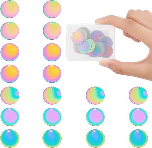 40 قطعة من DICOSMETIC 4 مقاسات من الفولاذ المقاوم للصدأ دلايات دائرية مسطحة من الفولاذ المقاوم للصدأ دلايات متعددة الألوان لختم العلامات الفارغة مع مقاسات مختلفة لصنع المجوهرات وإكسسوارات النتائج in Kuwait