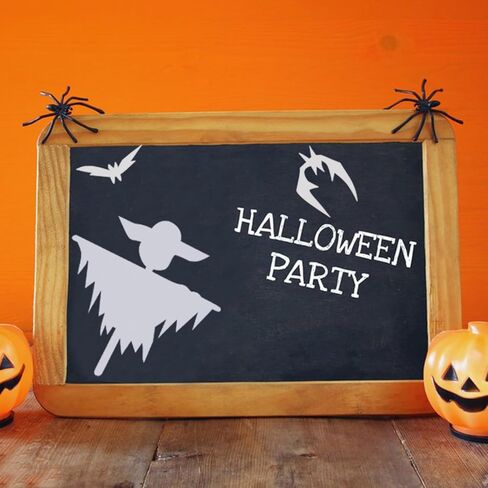 16 Pieces Halloween Stencils for Painting Reusable, Halloween Art Pumpkin Witch Bat Drawing Stencils for Painting on Wood Crafts Ornaments, 7.8 x 7.8 Inches in Kuwait