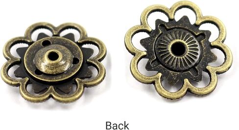 Bezelry 8 Pairs Flower Metal Sew On Snap Buttons 20mm (3/4 inch) (Antique Brass) in Saudi Arabia