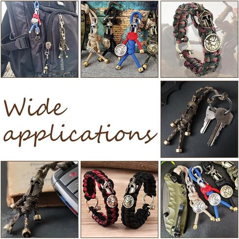 UNICRAFTALE24pcs 3 ألوان سبائك الخرز أزرار وسحر EDC الحبل الحبل سوار سلسلة المفاتيح الخرز درع أزرار المتقشف خوذة الأوروبية لتضفير الشعر سوار صنع المجوهرات in Kuwait