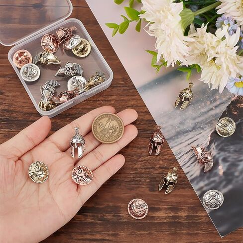 UNICRAFTALE24pcs 3 ألوان سبائك الخرز أزرار وسحر EDC الحبل الحبل سوار سلسلة المفاتيح الخرز درع أزرار المتقشف خوذة الأوروبية لتضفير الشعر سوار صنع المجوهرات in Kuwait