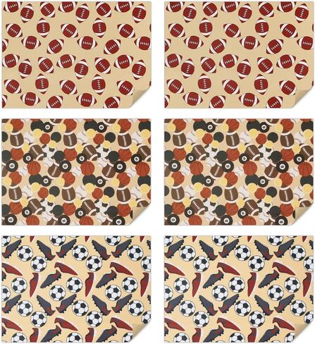 2023 Sports Gift Wrapping Paper, Rugby Basketball Tennis Baseball Football Shoes Kraft Wrapping Paper for Men Boys 20x28 Inches in Saudi Arabia