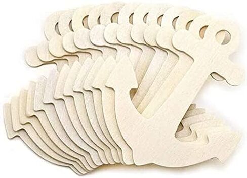 قطع خشبية مرساة - شكل مصغر طبيعي غير مطلي (3 بوصات) - مجموعة من 12 قطعة in Kuwait