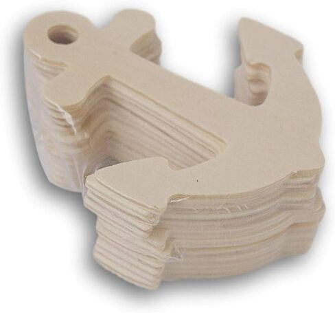 قطع خشبية مرساة - شكل مصغر طبيعي غير مطلي (3 بوصات) - مجموعة من 12 قطعة in Kuwait