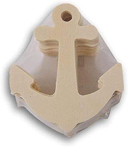 قطع خشبية مرساة - شكل مصغر طبيعي غير مطلي (3 بوصات) - مجموعة من 12 قطعة in Kuwait