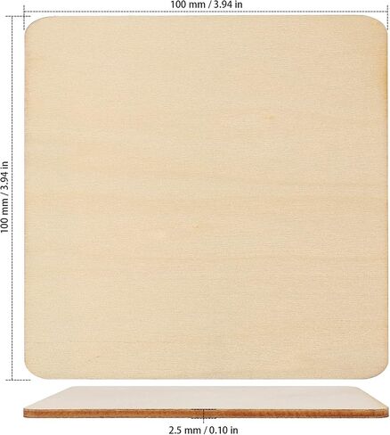 150 Pack 4 x 4 Inches Square Wood Slices for Craft, Natural Unfinished Wood Squares, Square Wood Cutouts for Painting, DIY Craft, Decoration in Saudi Arabia