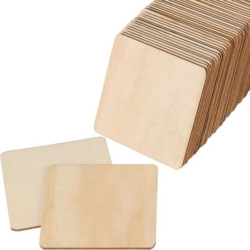 150 Pack 4 x 4 Inches Square Wood Slices for Craft, Natural Unfinished Wood Squares, Square Wood Cutouts for Painting, DIY Craft, Decoration in Saudi Arabia