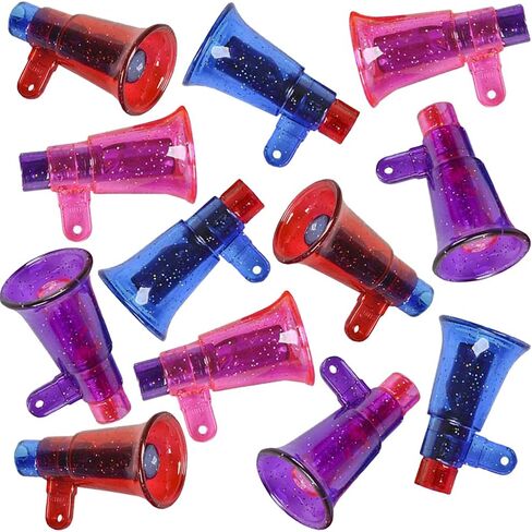 ArtCreativity Mini Glitter Megaphone Whistles, Set of 12, High-Quality Plastic Material, Fun Party Noisemaker Toys, Cute Birthday Party Favors, Great Game Prize, Goodie Bag Fillers for Kids in Saudi Arabia