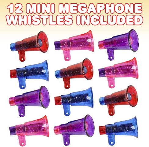 ArtCreativity Mini Glitter Megaphone Whistles, Set of 12, High-Quality Plastic Material, Fun Party Noisemaker Toys, Cute Birthday Party Favors, Great Game Prize, Goodie Bag Fillers for Kids in Saudi Arabia