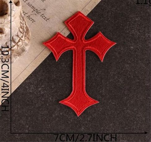 أسود أحمر الصليب التطريز بقع الصليب خياطة الحديد على شارات القوطية المطرزة لحقيبة الجينز قبعة تي شيرت DIY يزين الحرفية الديكور in Kuwait