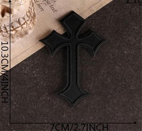 أسود أحمر الصليب التطريز بقع الصليب خياطة الحديد على شارات القوطية المطرزة لحقيبة الجينز قبعة تي شيرت DIY يزين الحرفية الديكور in Kuwait