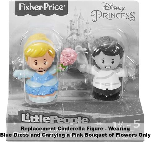 Replacement Part for Fisher-Price Little People Princess Cinderella and Prince Charming Figure Pack - FKW19 ~ Replacement Cinderella Figure ~ Wearing Blue Dress and Carrying a Pink Bouquet of Flowers in Saudi Arabia