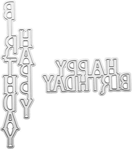 Silver Happy Birthday Metal Cutting Dies DIY Craft Carbon Steel Embossing Template Metal Cutting Dies Metal Stencils Tool Word Cutting Die for Card Scrapbooking DIY Arts Crafts Die-Cuts in Saudi Arabia