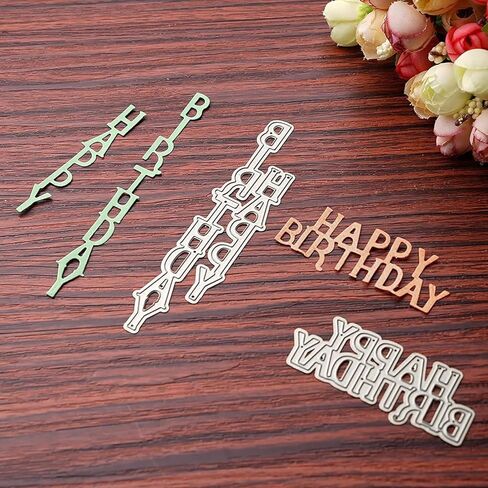 Silver Happy Birthday Metal Cutting Dies DIY Craft Carbon Steel Embossing Template Metal Cutting Dies Metal Stencils Tool Word Cutting Die for Card Scrapbooking DIY Arts Crafts Die-Cuts in Saudi Arabia