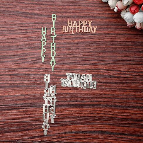 Silver Happy Birthday Metal Cutting Dies DIY Craft Carbon Steel Embossing Template Metal Cutting Dies Metal Stencils Tool Word Cutting Die for Card Scrapbooking DIY Arts Crafts Die-Cuts in Saudi Arabia