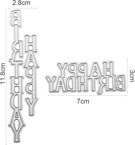 Silver Happy Birthday Metal Cutting Dies DIY Craft Carbon Steel Embossing Template Metal Cutting Dies Metal Stencils Tool Word Cutting Die for Card Scrapbooking DIY Arts Crafts Die-Cuts in Saudi Arabia