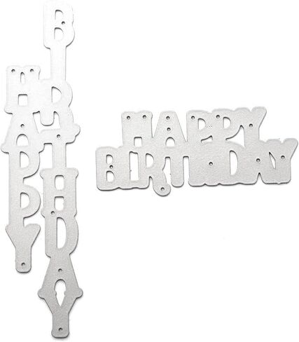 Silver Happy Birthday Metal Cutting Dies DIY Craft Carbon Steel Embossing Template Metal Cutting Dies Metal Stencils Tool Word Cutting Die for Card Scrapbooking DIY Arts Crafts Die-Cuts in Saudi Arabia