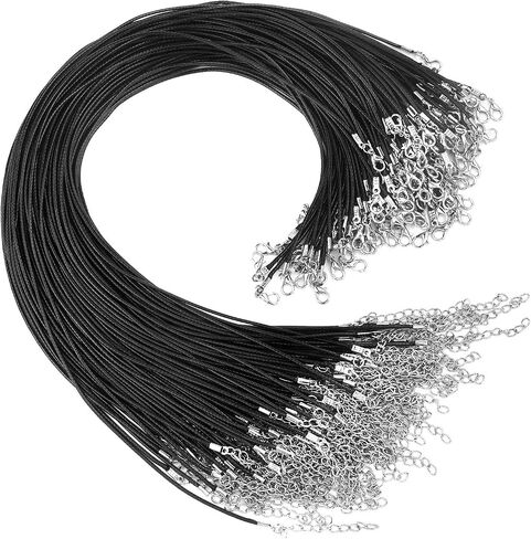 TUPARKA 120 Pcs Waxed Necklace Cord with Clasp Black Necklace Cord for Necklace Bracelet Jewelry Making in Saudi Arabia