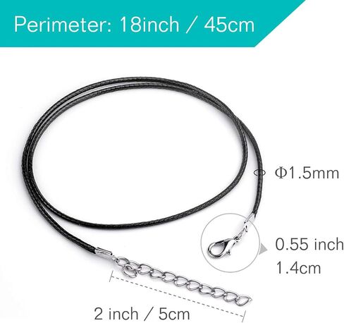 TUPARKA 120 Pcs Waxed Necklace Cord with Clasp Black Necklace Cord for Necklace Bracelet Jewelry Making in Saudi Arabia