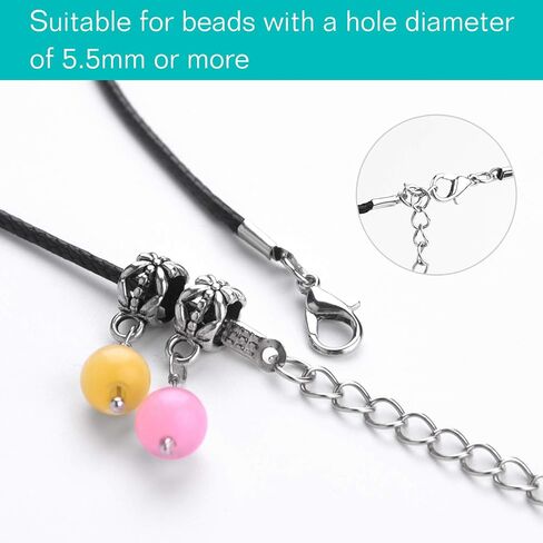 TUPARKA 120 Pcs Waxed Necklace Cord with Clasp Black Necklace Cord for Necklace Bracelet Jewelry Making in Saudi Arabia