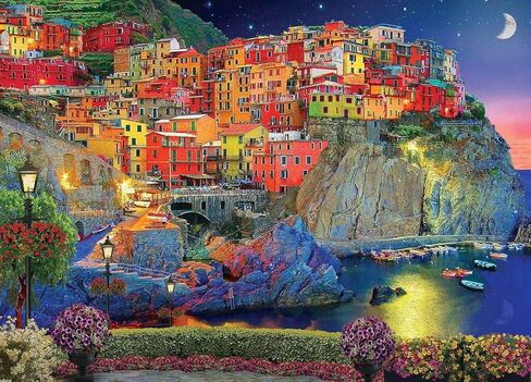 مجموعة الطلاء بالارقام للبالغين - سينك تير ايطاليا | مجموعة الطلاء بالرقم على القماش للمبتدئين | ديكور حائط المنزل | قماش مطبوع مسبقًا بجودة فنية 20 انش × 16 انش، 3 فرش، 24 طلاء اكريليك in Kuwait