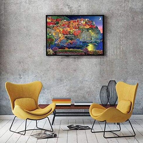 مجموعة الطلاء بالارقام للبالغين - سينك تير ايطاليا | مجموعة الطلاء بالرقم على القماش للمبتدئين | ديكور حائط المنزل | قماش مطبوع مسبقًا بجودة فنية 20 انش × 16 انش، 3 فرش، 24 طلاء اكريليك in Kuwait