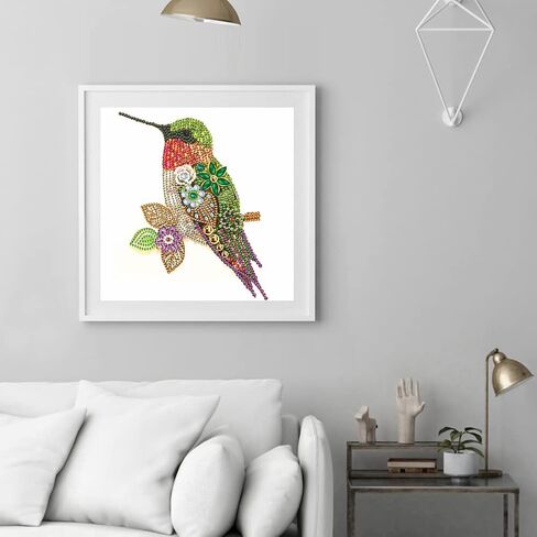 Alloyseed Hummingbird Diamond Painting Kits, Partial Special Shaped Easy Diamond Art Kit for Adults Beginner, 5D Hummingbird Paint with Diamond by Number for Girls Boys, Wall Decor 30x30cm/12x12in in Kuwait