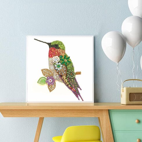 Alloyseed Hummingbird Diamond Painting Kits, Partial Special Shaped Easy Diamond Art Kit for Adults Beginner, 5D Hummingbird Paint with Diamond by Number for Girls Boys, Wall Decor 30x30cm/12x12in in Kuwait