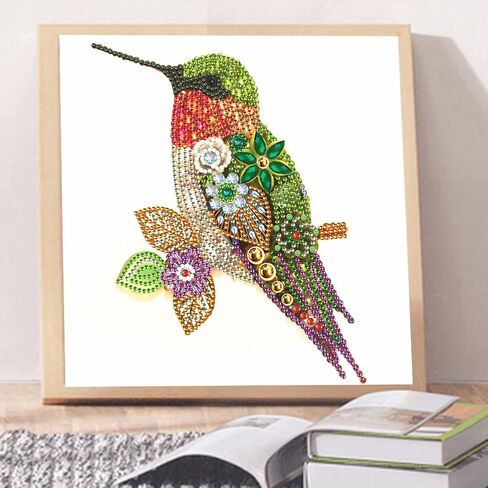 Alloyseed Hummingbird Diamond Painting Kits, Partial Special Shaped Easy Diamond Art Kit for Adults Beginner, 5D Hummingbird Paint with Diamond by Number for Girls Boys, Wall Decor 30x30cm/12x12in in Kuwait
