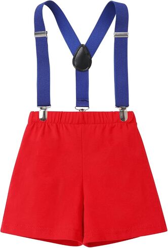 IBTOM CASTLE Baby Boy First Birthday Bunting Flag Outfit Bow Tie Bodysuit Shorts Y-back Suspenders Photo Shoot Clothes Set in Saudi Arabia