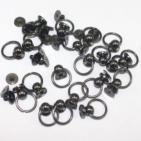 20 مجموعة من المسامير الجلدية ذات الرأس المستدير مع حلقة سحب من سبائك الزنك على شكل حرف O ومسامير تثبيت لحقيبة اليد وحافظة الهاتف المصنوعة من الجلد (فضي) in Kuwait