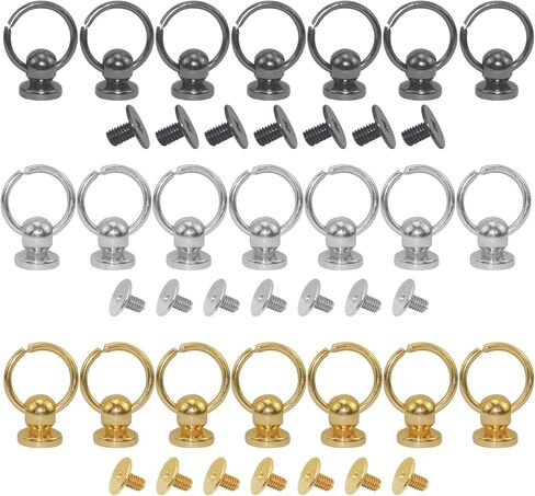 20 مجموعة من المسامير الجلدية ذات الرأس المستدير مع حلقة سحب من سبائك الزنك على شكل حرف O ومسامير تثبيت لحقيبة اليد وحافظة الهاتف المصنوعة من الجلد (فضي) in Kuwait