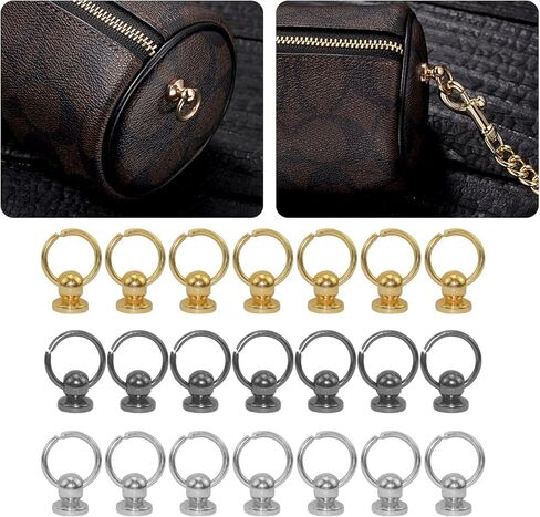 20 مجموعة من المسامير الجلدية ذات الرأس المستدير مع حلقة سحب من سبائك الزنك على شكل حرف O ومسامير تثبيت لحقيبة اليد وحافظة الهاتف المصنوعة من الجلد (فضي) in Kuwait