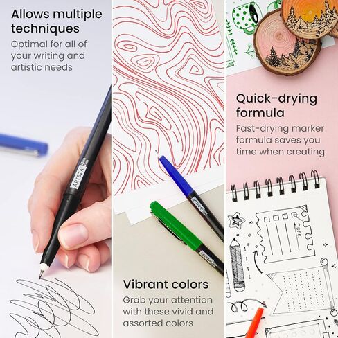 ARTEZA Permanent Markers, 24 Bright and Neon Colors, 2-mm Line, 4.2-mm Ultra-Fine Tip, Quick-Drying, Water Resistant, for Calligraphy and Making Signs in Saudi Arabia