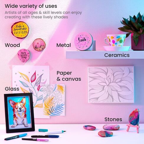ARTEZA Permanent Markers, 24 Bright and Neon Colors, 2-mm Line, 4.2-mm Ultra-Fine Tip, Quick-Drying, Water Resistant, for Calligraphy and Making Signs in Saudi Arabia