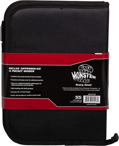 ألبوم جلدي لبطاقات التداول من Monster Deluxe بأربعة جيوب - إغلاق بسحاب، لوحات مسح جافة مدمجة وعلامة - كبيرة 10 صفحات، تحمل ما يصل إلى 160 بطاقة Pokemon وMTG وMagic the Gathering وYugioh وبطاقات رياضية in Saudi Arabia