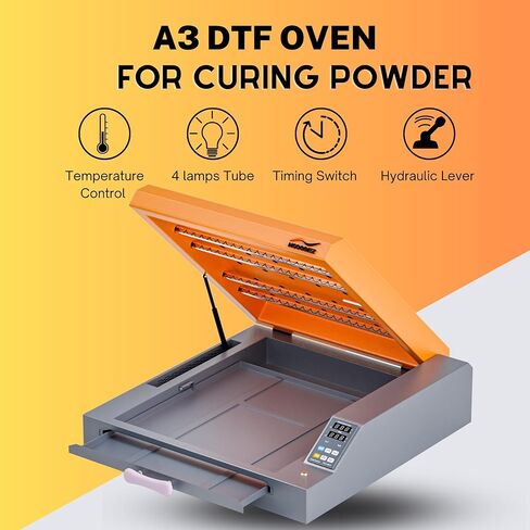 فرن NGOODIEZ DTF - فرن معالجة المسحوق مع 4 مصابيح للتدفئة المتساوية - فرن فيلم PET لنقل الحرارة - مقاس A4 وA3+ يصل إلى 13 بوصة × 19 بوصة in Kuwait