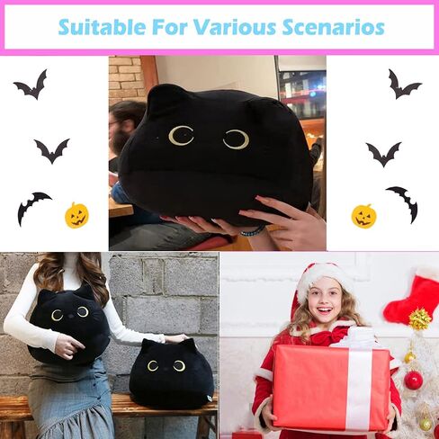 Soft Black Cat Plush Toy Pillow - Stuffed Animal for Kids, Boys & Girls Gifts in Saudi Arabia