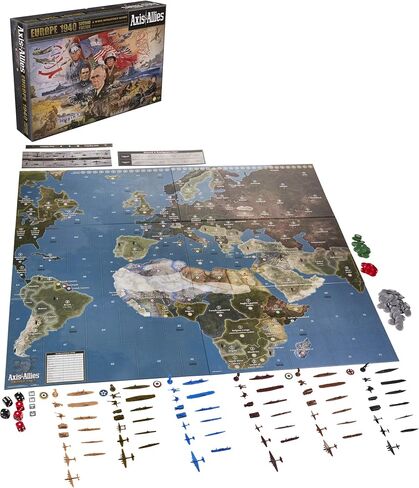 Avalon Hill Axis & Allies Europe 1940 Second Edition WWII Strategy Board Game, with Extra Large Gameboard, Ages 12 and Up, 2-6 Players in Saudi Arabia
